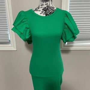 BNWT Zara Green Ruffle Sleeve Dress